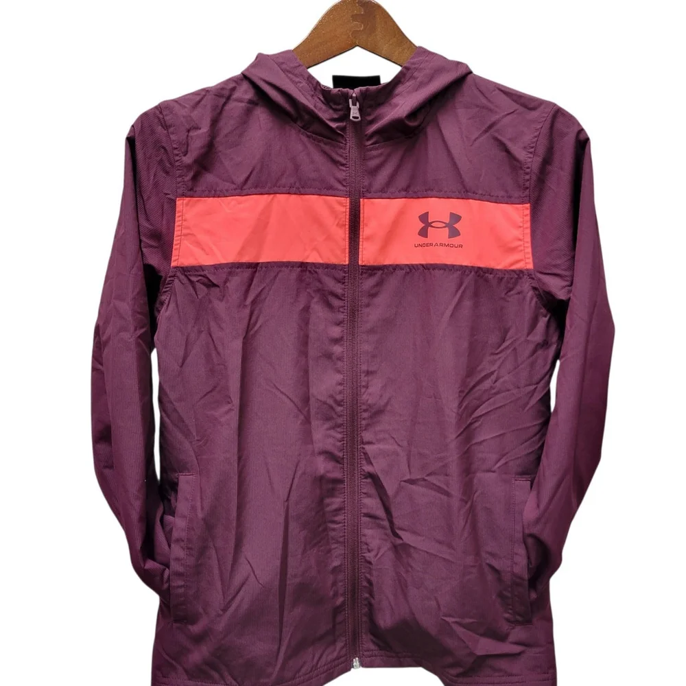 Under Armour Youth Full-Zip Windbreaker Hoodie Long-Sleeves Size Large